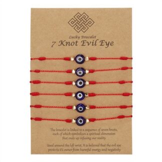 Evil Eye Bracelet, 6 Pack Blue Eye Paper Card Bracelet, Braided Adjustable Bracelet