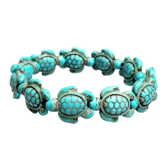 Hawaiian Blue Turquoise Sea Turtle Charm Bracelet