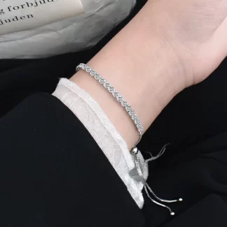 18K Gold Plated Classic Tennis Bracelet, Sterling Silver Adjustable Charm Bracelets