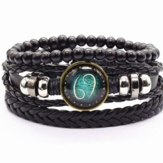 Vintage Braided Leather Cord Set Bracelet, Cowhide Hand Cord, Men's Leather Bracelet