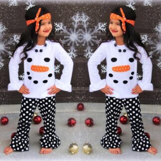 Gilrs Snowman Long-Sleeve Holiday Shirt