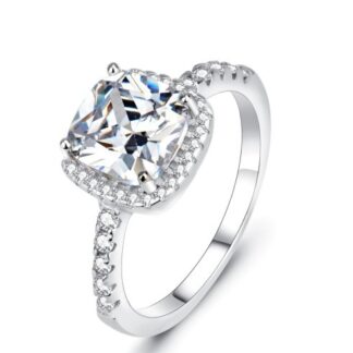 925 Sterling Silver Square Diamond Ring