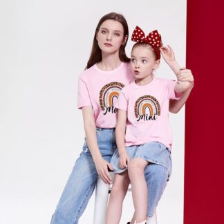 Mother & Daughter Matching Outfit, Mom And Daughter Casual Rainbow Matching T-Shirts