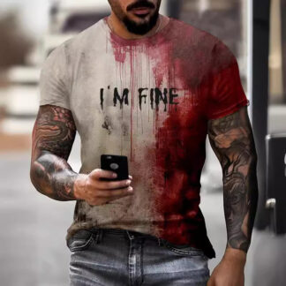 I'm Fine Bloody T-Shirt, Funny Halloween Red Tee, Sarcastic Halloween, Halloween Costume