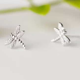 Real 925 Sterling Silver dragonfly Stud Earrings for Women Girls Fashion sterling-silver-jewelry brincos brinco korean earrings