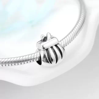 Real 925 sterling silver go shopping Square Handbag heart pattern beads with pink zircon Charms for Women Bracelet jewelry