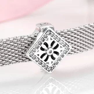 Real 925 sterling silver Nurse hat Heart Clips Beads with Clear CZ Bead Charms for Reflection Bracelet Wholesale jewelry