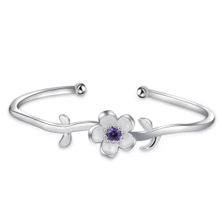 Charm Bangle Creative 2-Color Peach Blossom Bracelet High Quality Women Jewelry Bracelets Cuff Adjustable Bangles For Party Gift