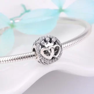 Real 925 sterling silver Shining Ring shape Round Beads for jewelry Fit Charms Bracelets making Woman Accessories Wholesale