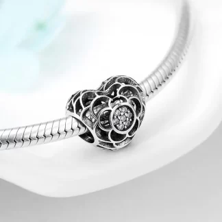 Real 925 Sterling Silver Hollow Tree of life Heart shape Bead Charms for Bracelet jewelry making Women jewelry Wholesale jewelry