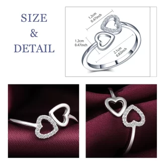 heart open ring 925 silver adjustable rings jewelry valentines day 2022