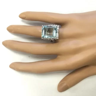 GOLD&SILVER Island Aquamarine Gemstone Bizuteria S925 Sterling Silver Color Ring for Women Jewelry Square Invisible Setting Ring