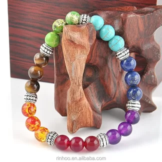 Charm Fashion Natural Stone Bracelet Seven Chakra Buddha Beaded Yoga bracelet For Women