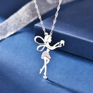 Crystals Human Tooth Pendant Dentist Necklace s925 Sterling Silver Dentist's Angel Medical Jewelry Gift for Doctor/Nurse