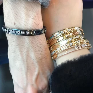 Shangjie OEM Pulsera Wholesale Gold Plated Custom Bangle Copper Magnet Charms Slide Bangles Sliding Letters Bracelets Bangles