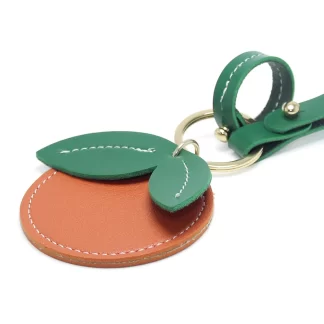 Fashion Women Bag Pendant Key Chain Ring Jewelry Orange Leather Strap Waist Key Holder Fob Keychain Lanyard Leather Keyring Case