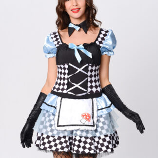 Halloween Fantasy Costume, Halloween Blue, White and Checkered Costume