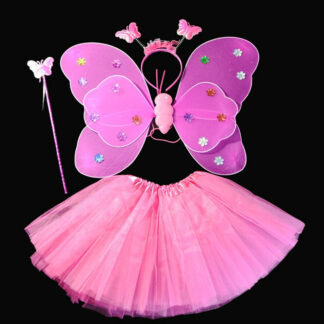 Halloween Costume ~ 4-piece Butterfly Wings Set: Includes: Skirt, wings, headwear and fairy stick