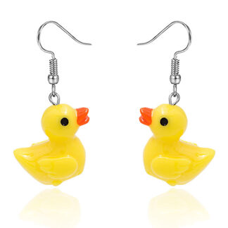 Yellow Duck Cartoon Earrings
